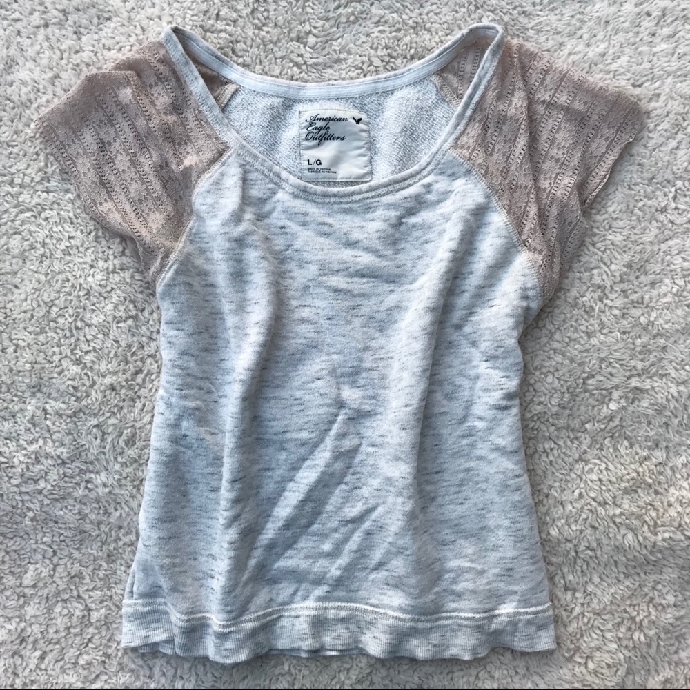 white with cream lace shoulders | AEO